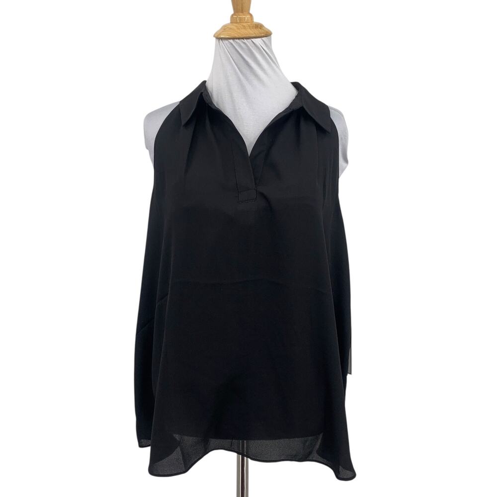 1.State Blouse Womens XL Extra Large Rich Black Daylight Dream Semi Sheer Top